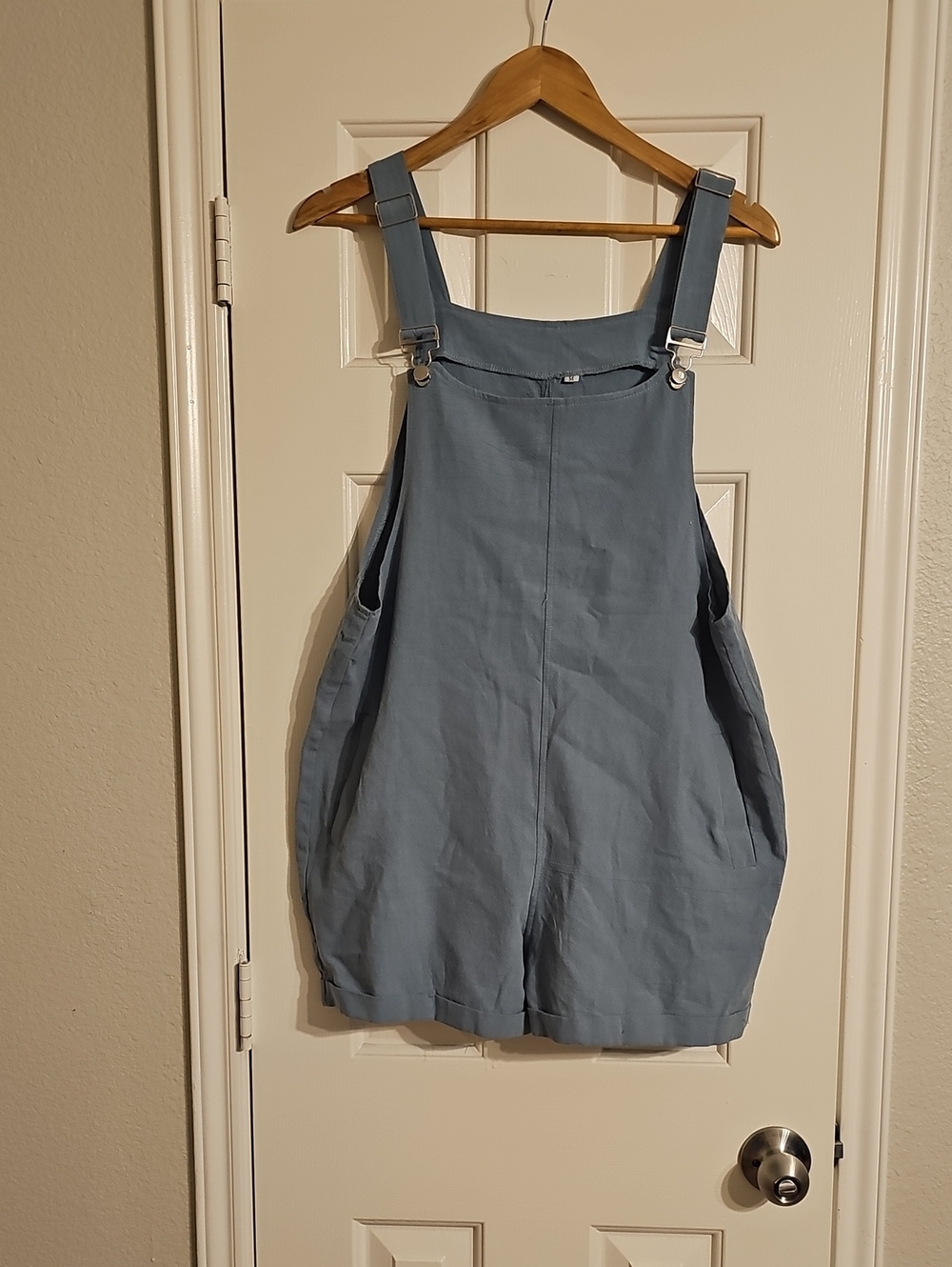 Light Blue Women’s Linen Blend Short Overalls